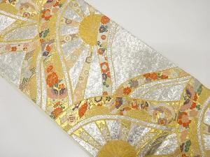 波車に鶴・花模様織り出し 袋帯